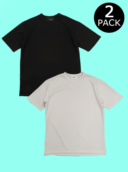 [1+1] 쿨링 남성 기능성 오버핏 반팔 티셔츠 (블랙/화이트)